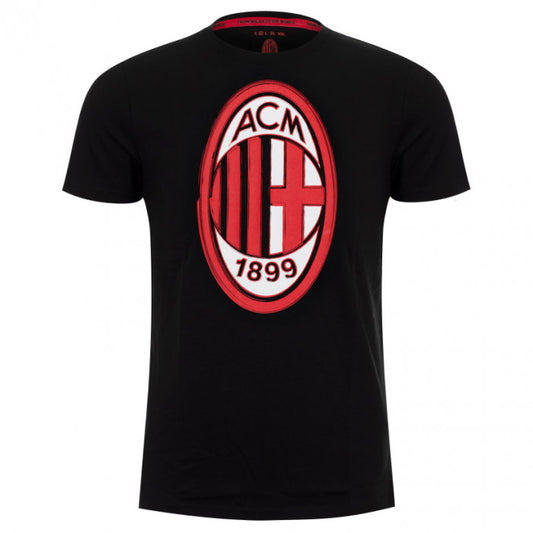 AC MILAN BLACK T-SHIRT WITH EMBLEM