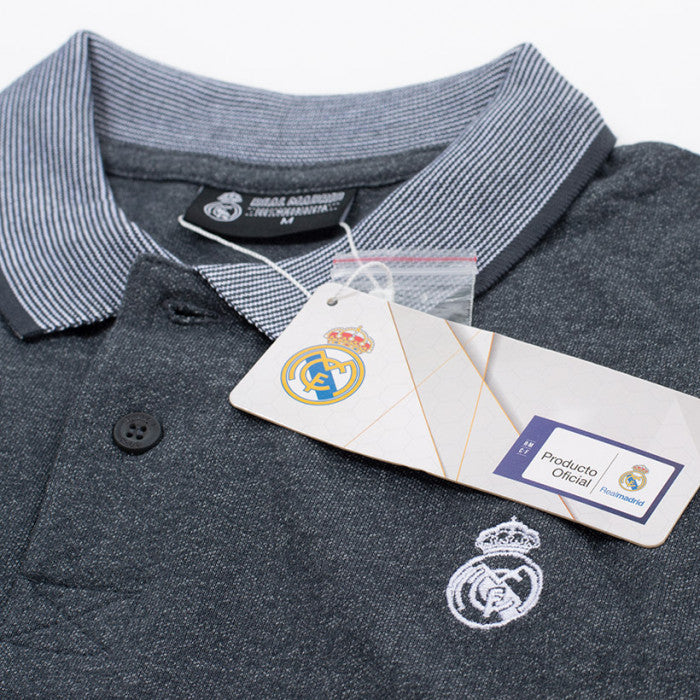 Premium Real Madrid T-shirt with collar, gray